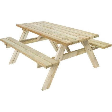 Set birreria tavolo da picnic in legno con panchine richiudibili Paysage 42 mm per giardino e terrazzo 177 x 153 x 76 cm (1/3)