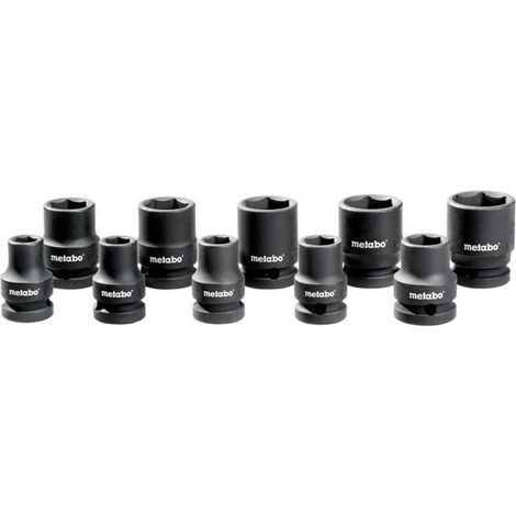 Metabo – Jeu de clés à douille 1/2'' antichoc 10 pièces – Pour clés à chocs et à cliquet – Dimensions 6,2 x 32,5 x 5 cm (1/4)