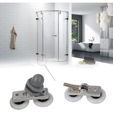 Roulettes de douche doubles, roulettes pour porte de douche, roulettes coulissantes, porte, salle de bain, douche, roulettes de douche de rechange, pièces de rechange pour salle de ba (1/2)