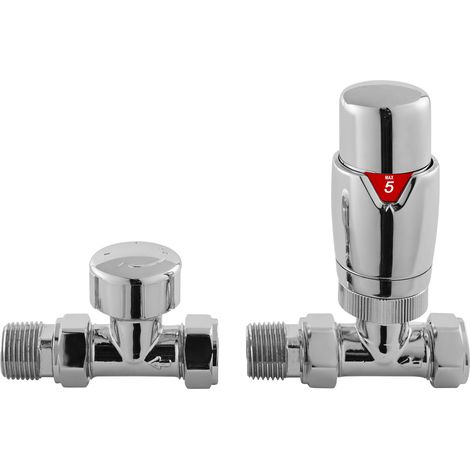 Luxury Straight Thermostatic Radiator Valves, Sold in Pairs - Chrome