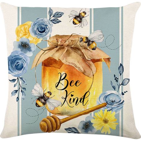 Taie D'oreiller - 18x18 Pouces - Coton Mixte - Motif Printemps Fleuri - Gris Et Blanc - Pour Canapé Ou Lit - 1 Pièce (1/4)