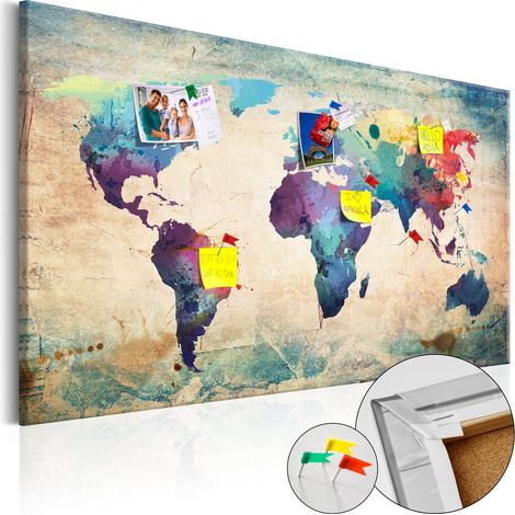 Tableau en liège Colorful World Map - 120 x 80 cm (1/4)