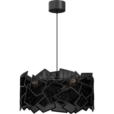 Lampadario Luminex Camo nero metallo 3xE27 Ø49,5 H110 cm