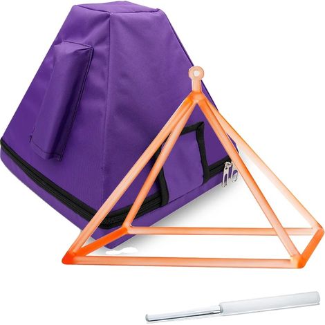 Piramide sonora di cristallo, strumento di guarigione energetica sonora, potenziatore della meditazione, arancione con borsa (1/2)