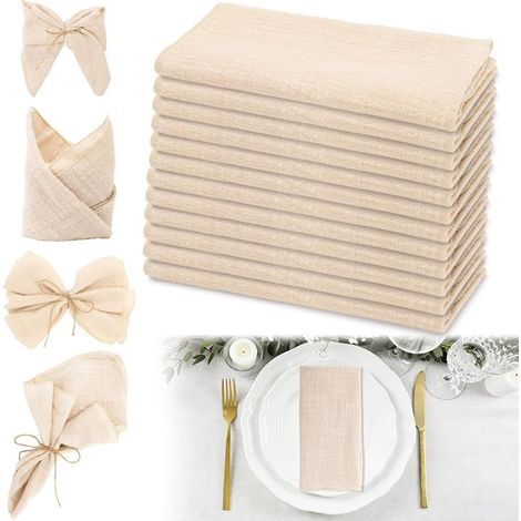 Serviettes en Tissu de Coton, Serviettes de Table en Mousseline de Coton (1/5)