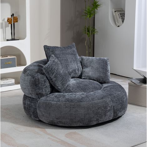 Poltrona relax con 3 cuscini, divano da 1 posto per soggiorno e camera da letto, tessuto felpa (chenille), grigio (1/5)