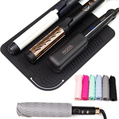 Grand fer a Lisser Tapis Resistant a la Chaleur de Silicone Pour Lisseur, fer à Friser, Boucler a Cheveux Crépus, fer à Lisser Court a Vapeur de Voyage, Plaque Titane Ceramique (1/5)