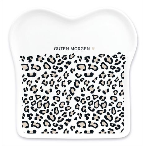 Assiette à toast avec inscription en porcelaine Bonjour Blanc
