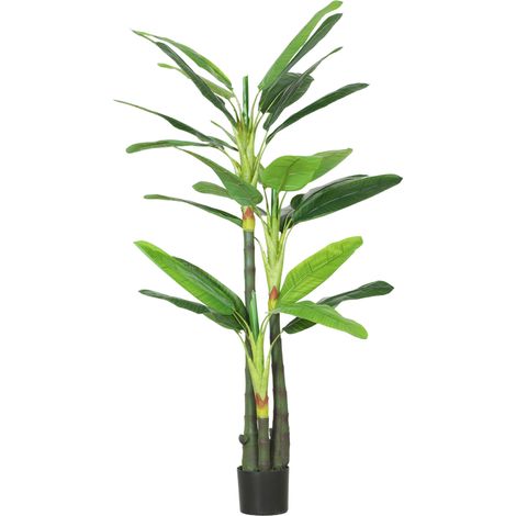 HOMCOM Pianta Artificiale di Banano con 18 Foglie e Altezza 180 cm Verde (1/5)