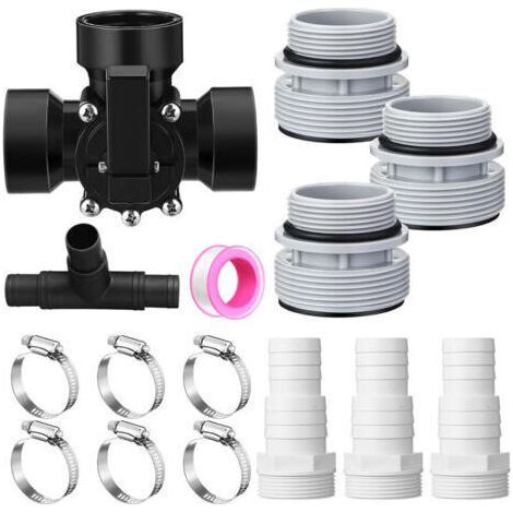 Kit de vanne à trois voies universelle de 1,5 pouce – comprend un adaptateur et un collier de serrage pour les filtres et systèmes de piscine. (1/5)