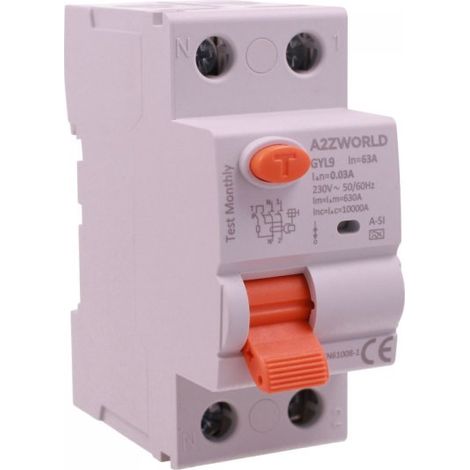 RCCB Interruttore Differenziale Puro Tipo A-SI Super Immunizzato, 1P+N 2M 10000A 30mA AC 230V IP20 GYL9 Elettromeccanico, Corrente Disponibili 25A 40A 63A 100A (63A)