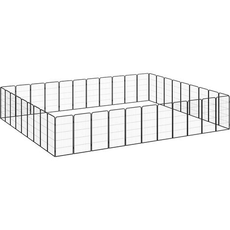40-tlg. Hundelaufstall Schwarz 50x100cm Stahl Pulverbeschichtet