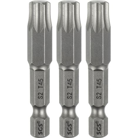 3Pcs Embout Tournevis T45 Torx Tige Hexagonale 1/4" Longueur 2" (50mm) Magnétique Sans Trou Pointe Anti-Sabotage 6 Pointes Étoile Embout Tournevis Acier S2 Industriel Pour (1/5)