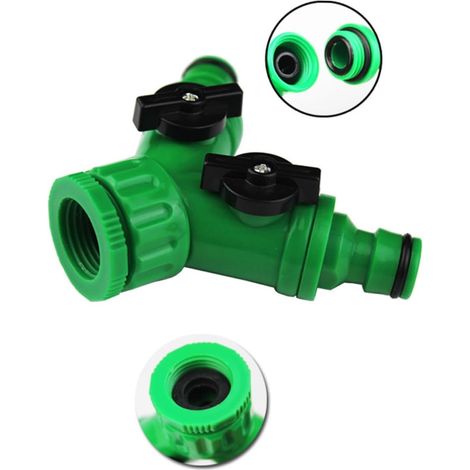 Valvola di separazione per tubo da giardino, 1 ingresso, 2 uscite, raccordo in ABS impermeabile per giardino, compatibile con rubinetti per lavaggio e irrigazione esterni, connettore robusto e resiste (1/4)