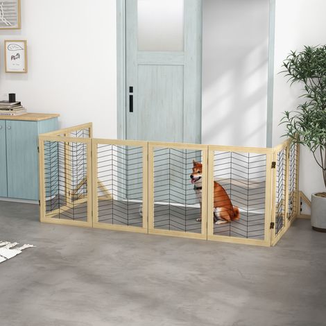 Hundegitter Treppengitter Absperrgitter, faltbar, Kiefernholz, 375 cm x 44 cm x 70 cm, Natur (1/5)