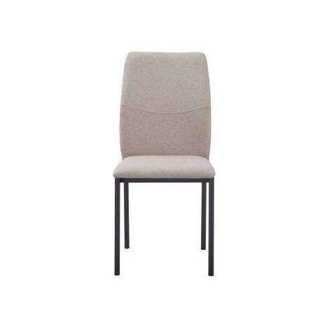Pack de 4 sillas Vera tapizadas en tejido beige tostado patas negras. 43cm(ancho ) 87cm(altura) 59cm(fondo)