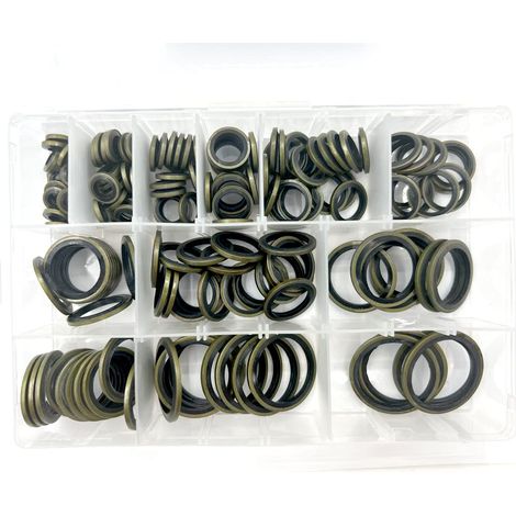 Lot de 162 joints d'étanchéité hydrauliques avec lèvre en caoutchouc M6-M30 Vis de vidange d'huile Bonded Seals Assortiment de joints d'étanchéité pour hydraulique centrale, direction serve (1/4)