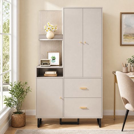 Mobile ingresso portascarpe 110 x 38 x 186 cm con cassetti e barra estraibile HAVRYA (1/5)