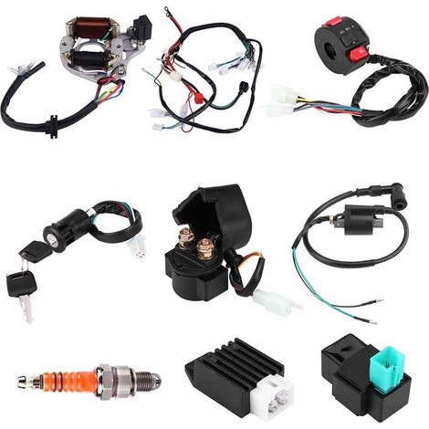 Zündspule, 50 70 90 110CC CDI-Kabelbaumsatz, Verkabelungssatz, ATV-Elektrostarter-QUAD-Zündung, CDI, passend für 50ccm 70ccm 90ccm 110ccm 125ccm Elektrostarter-Quad
