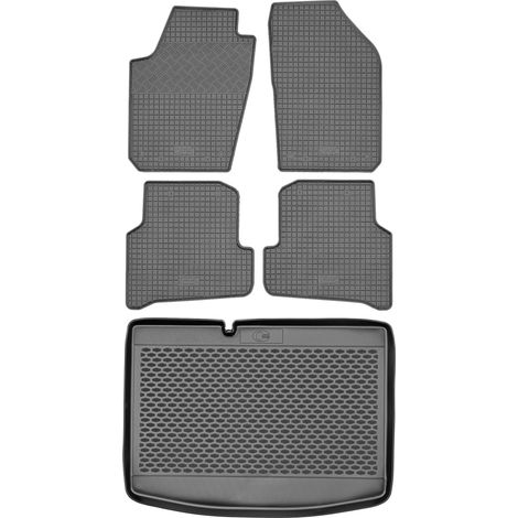 Set di tappetini in gomma per auto e tappetino per bagagliaio per Volkswagen Polo V Hatchback dal 2009 al 2017.