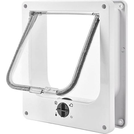 Chatière pour Chat, Chatière Magnétique à 4 Voies pour Chats et Petit Chiens, Facile à Installer, Porte pour Animaux Coulissant Manuel sur Mur/Bois/Porte en UPVC (Blanc,M) (1/5)