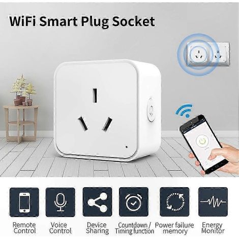 Minuteur télécommandé sans fil et multiprise intelligente WiFi avec prise multifonctionnelle, compatible avec les fiches. (1/3)