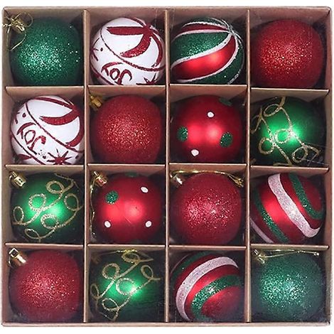 16 Stück hängende Weihnachtsornamente, Weihnachtskugeln, Baumschmuck, bruchsichere Dekorationen für Festival, Feiertage, Party-Dekoration (rot + grün) (1/3)
