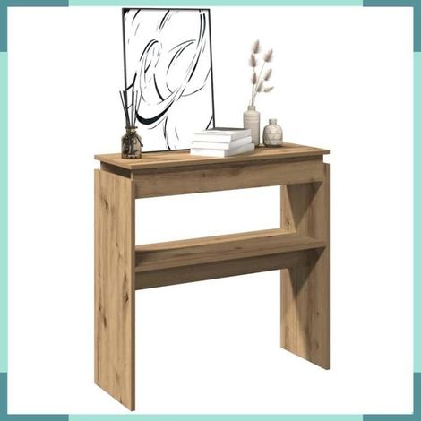 Table console - 856625 - chêne artisanal - bois d'ingénierie - 80x30x80 cm (1/5)