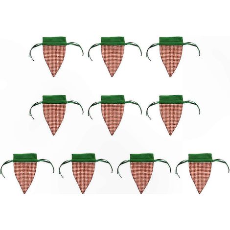 10 Pochettes Cadeau Carotte Pâques Cordon Coulissant, Sachets Friandises Panier, Sacs Biscuits Bonbons Déco Fête orange (1/5)