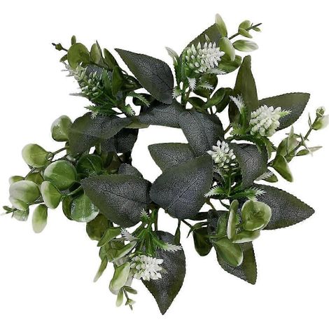 Couronne de feuilles d'eucalyptus, anneaux de bougies artificielles pour décorations de fête (1/5)