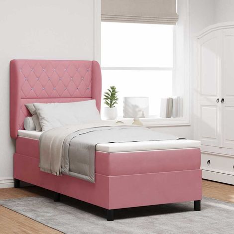 Boxspringbett mit Matratze mit Kopfteil Rosa 190 x 90 cm Samt