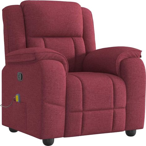 Maison Exclusive - Sillón de masaje reclinable de tela color vino