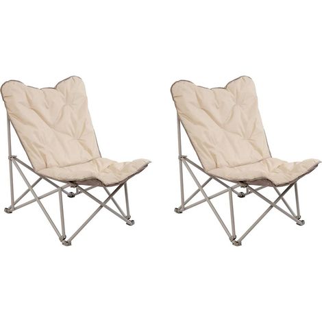 Lot de 2 Fauteuils de Camping "Pliable" 90cm Beige (1/5)