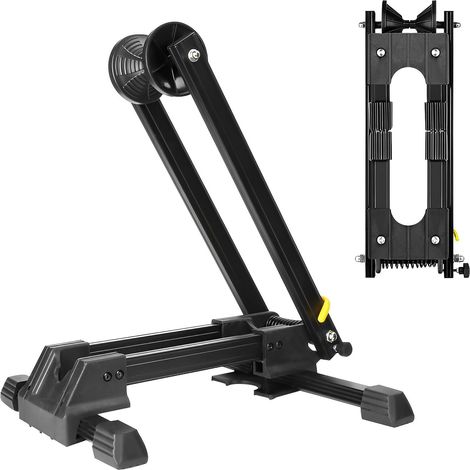Support de Velo Sol Râtelier pour 1 VTT Vélo Route Support de Rangement Roue Pliable en Aluminium Porte Vélo pour Roue Fixé Stable 24'' 26'' 27,5'' 700C Noir (1/5)