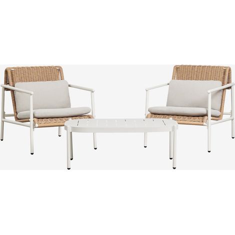 Conjunto de jardín con 2 sillones y mesa de centro en aluminio y ratán sintético Duroli SKLUM       