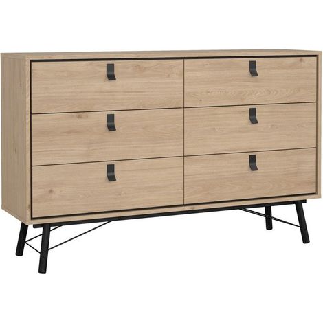 Commode RY - 6 Tiroirs - Décor Chêne - L150,3 x P40,1 x H94,8 cm (1/5)