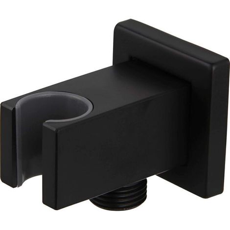 Support de douche avec coude de de raccordement mural 1/2 en laiton noir mat
