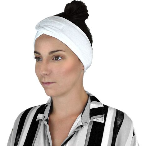 Lot de 6 bandeaux de maquillage pour cheveux avec bande agrippante - Blanc - Vivezen (1/4)