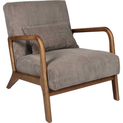 Fauteuil Côtelé Design "Scott" 75cm Taupe (1/5)