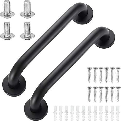 Barres D'appui WC Baignoires et Douches, Barre D appui pour Personnes Agées, Barre de Douche, Poignées de Bain, Toilettes, Barre d'appui de Sécurité Salle de Bain, Longueur 30cm, Noir (1/5)