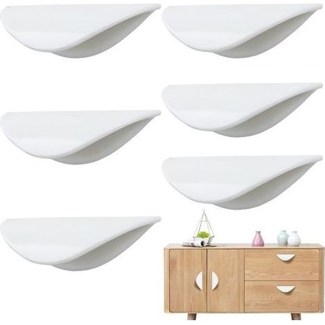 Poignees Adhesives Porte Placard 6 Pcs Balcon AdhéSives Poignées, Poignées de Tiroir Autocollantes, Bouton en Forme de Coquille, Poignées de Porte Coulissantes pour Fenêtres Armoires Commode (1/5)
