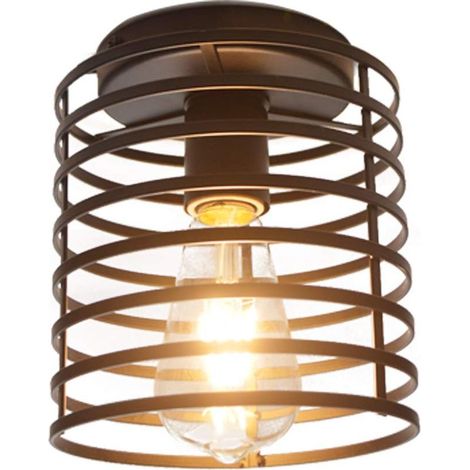 Rétro industriel semi-plafonnier lustre forme base noire applique (sans ampoule) (1/5)