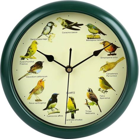 Birdsong Wall Clock, Twelve Singing Birds, Battery Powered (25 cm), 10 inches (1/5)