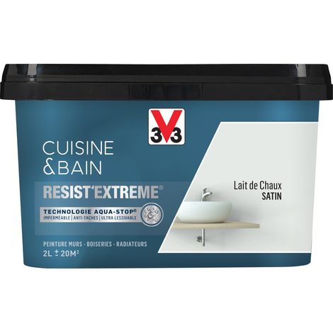 Peinture multi-supports monocouche Cuisine & Bain Resist'Extrême® V33 Lait de chaux satin 2L