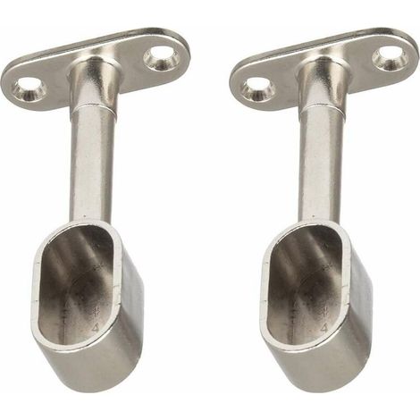 2x Support de tringle à visser fermé ovale 15,5 x 30,5mm en métal chromé dressing Meuble Penderie Armoire Placard Garde robe Porte manteau