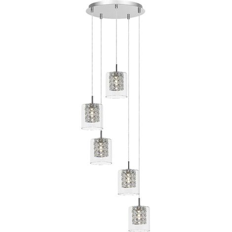 Lampada sospesa Duchess Metal Chrome G9 5x Max 40W H: 170 cm Ø39 cm Dimmabile (1/4)