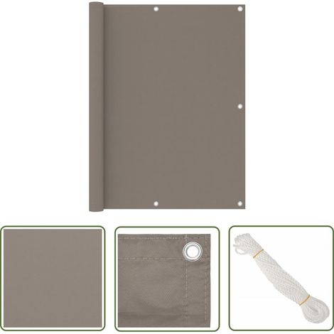 The Living Store Écran de balcon Taupe 120x400 cm Tissu Oxford - Écran De Balcon - Paravent De Balcon - Intimité Balcon - Protection Solaire Balcon - Voile D'ombrage (1/5)