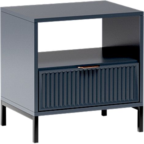 Nachttisch in Indigo blau mit Rillenoptik LAURO-161 (1/3)