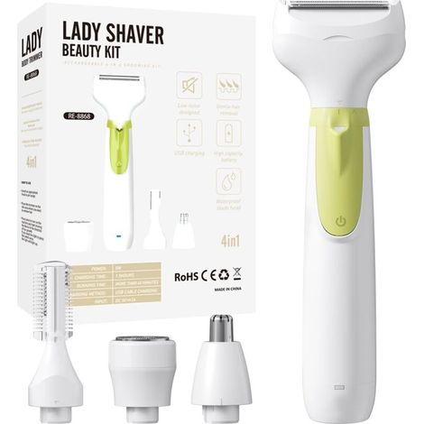 Cordless electric shaver for women, usable on dry or wet skin, with LED screen, suitable for arms, legs, pubis, armpits and face painless electric shaving kit.