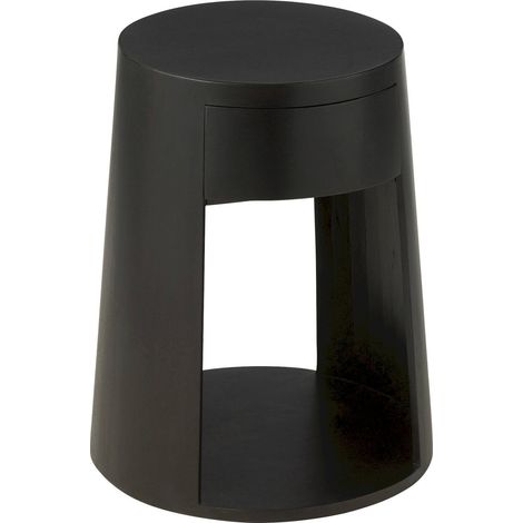 Table basse design en bois noir avec tiroir élégant - Noir bois de manguier (1/5)